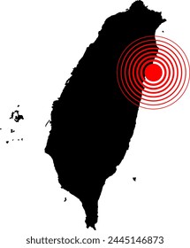 Vector illustration of earthquake in Taiwan with map of country