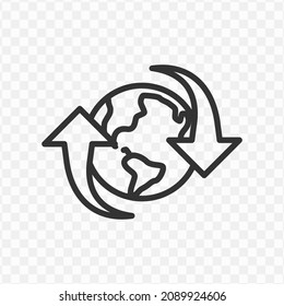 Vector Illustration Of Earth's Rotation Icon In Dark Color And Transparent Background(png).