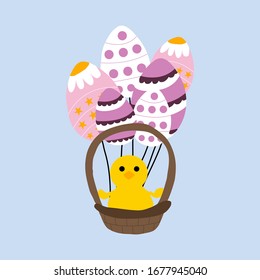 vector illustration with easter basket and easter baloon eggs,perfect to use on the web or in print