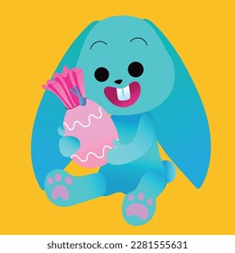 vector illustration easter bunny with chocolate egg