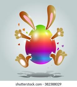 Vector illustration Easter bunny in the color egg