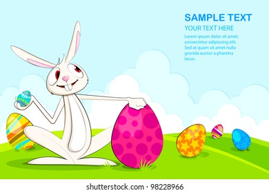 vector illustration of easter bunny with colorful egg