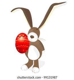 vector illustration of easter bunny with colorful egg