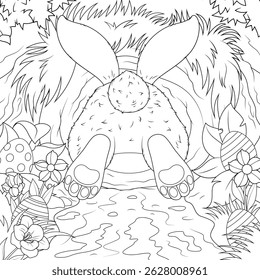 Vector illustration, easter bunny, coloring book 