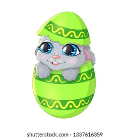 Vector illustration of Easter Bunny in egg isolated on white background. EPS 10