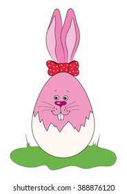 Vector illustration Easter bunny in an egg shape