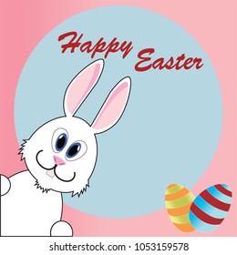 Vector illustration of easter bunny with eggs  