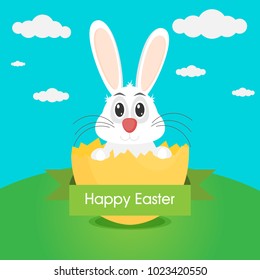 Vector illustration Easter bunny in flat style