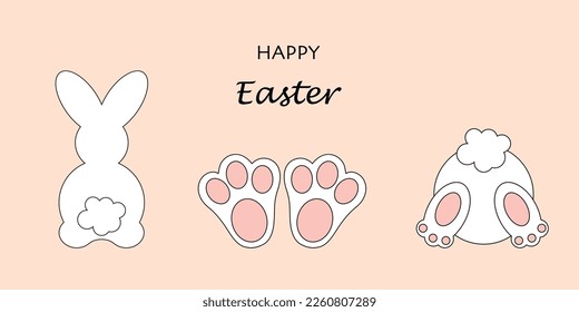 Vector illustration of an Easter bunny with a fluffy tail and soft paws.