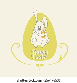Vector Illustration of Easter Bunny. Happy Easter greeting card.