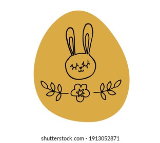 Vector illustration of Easter bunny. Easter poster and banner template with Easter egg. Greetings and presents for Easter Day.