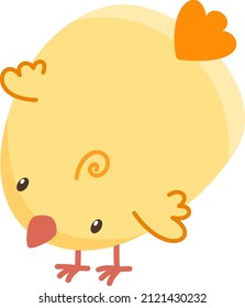 Vector illustration for easter celebration. The chicken pecks at the grains. Vector baby illustration. Chicks on a white background