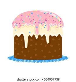 Vector illustration of Easter celebration traditional colorful tasty cake