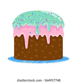 Vector illustration of Easter celebration traditional colorful tasty cake