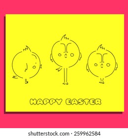 vector illustration of easter chicken note
