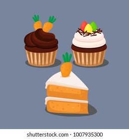 vector illustration of a easter cupcakes