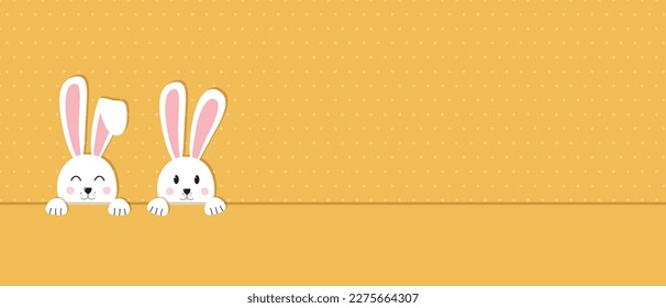 Vector illustration. Easter Day. Happy Easter greeting card, banner with egg, rabbit. Easter Bunny, texture background.