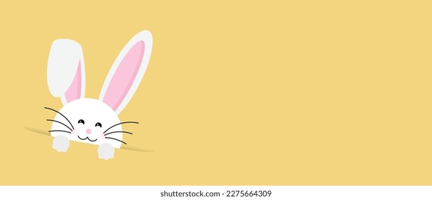 Vector illustration. Easter Day. Happy Easter greeting card, banner with egg, rabbit. Easter Bunny, texture background.