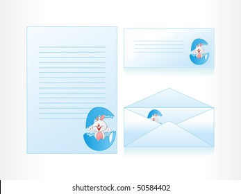 vector illustration of easter day postcard, envelop