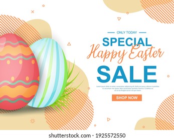 Vector illustration Easter Day Poster with Colorful Painted Easter Eggs. EPS10.