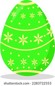 Vector illustration of an Easter egg with a beautiful pattern.  Easter egg with a pattern. Vector isolated drawing.Postcard.A flat illustration drawn by hand.