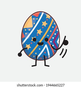 Vector Illustration of Easter Egg Character with cute face, simple hands and leg line art on Isolated Background. Flat cartoon doodle style.