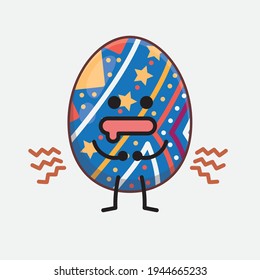 Vector Illustration of Easter Egg Character with cute face, simple hands and leg line art on Isolated Background. Flat cartoon doodle style.