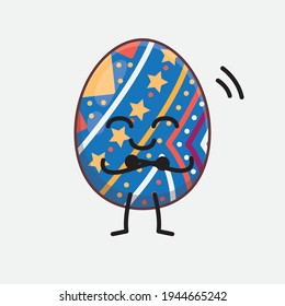 Vector Illustration of Easter Egg Character with cute face, simple hands and leg line art on Isolated Background. Flat cartoon doodle style.