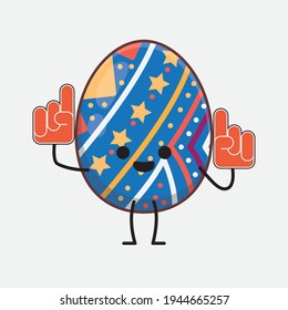 Vector Illustration of Easter Egg Character with cute face, simple hands and leg line art on Isolated Background. Flat cartoon doodle style.