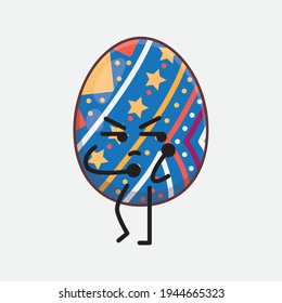 Vektorgrafik des Ostereier-Charakters mit süßem Gesicht, einfachen Händen und Beinlinien-Kunst auf isoliertem Hintergrund. Flacher Cartoon-Doodle-Stil.