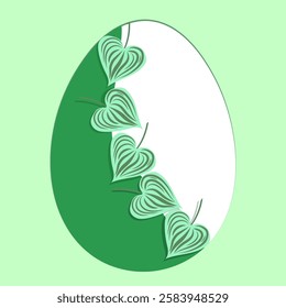  Vector illustration of easter egg with flowers in folk art style