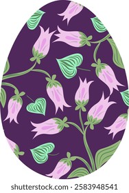 Vector illustration of easter egg with flowers in folk art style