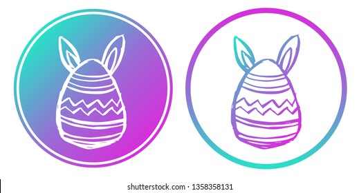 Vector Illustration of Easter Egg with Gradient Circle Blue and Violet. Logo, Sticker and Icon for Graphic Design.