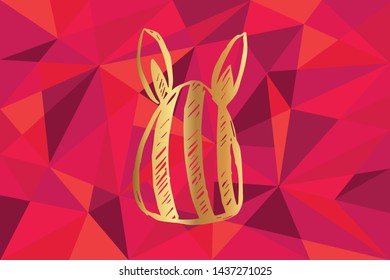 Vector Illustration of Easter Egg Icon with Red Polygon and Geometric. Graphic Design for Template, Layout, Background, Poster and More.