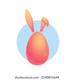 Vector illustration with Easter egg with rabbit ears on white background.