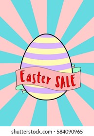 Vector illustration of easter egg and ribbon with text 