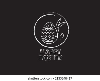 vector illustration of easter and easter eggs and easter bunny cool colored icons written in chalk on a blackboard suitable for flyer and poster design and editors

