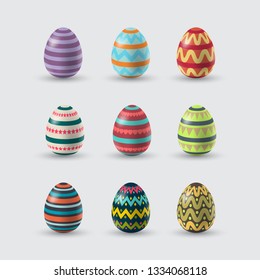 Vector Illustration Easter Eggs Collection Colorful 