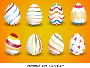 Vector illustration of Easter eggs collection on a white background