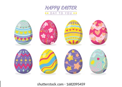 Vector illustration of Easter eggs collection on a white background