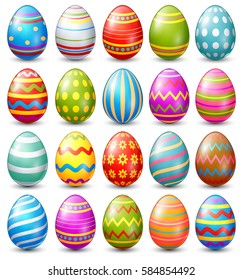Vector illustration of Easter eggs collection on a white background