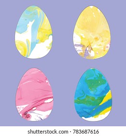 Vector illustration of easter eggs colored with marble effect