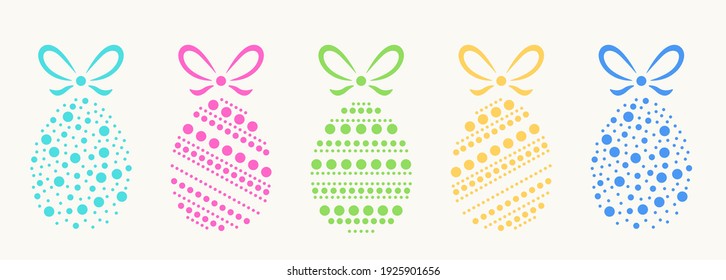 Vector illustration of Easter Eggs drawing by dots different sizes.