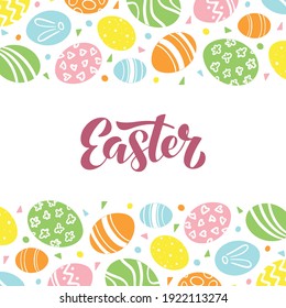 Vector illustration of Easter eggs as logotype, icon, design. Resurrection Sunday postcard, card, invitation, greeting, poster, banner. EPS 10
