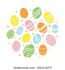 Vector illustration of Easter eggs as logotype, icon, design. Resurrection Sunday postcard, card, invitation, greeting, poster, banner. EPS 10
