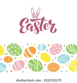 Vector illustration of Easter eggs as logotype, icon, design. Resurrection Sunday postcard, card, invitation, greeting, poster, banner. EPS 10
