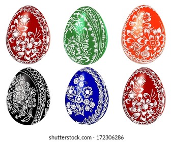 Vector illustration of Easter eggs on a white background