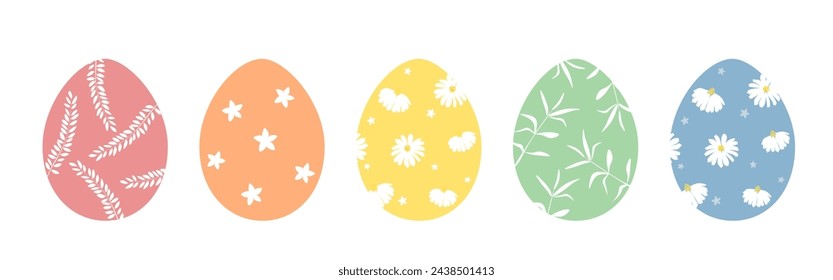 Vector illustration. Easter eggs in pastel colors isolated on white background. Icon, egg shape, egg. Happy Easter