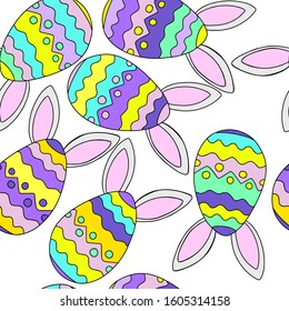 
vector illustration easter eggs pattern on white background