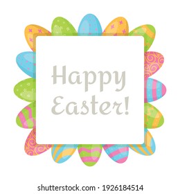 Vector illustration of Easter eggs. Preparing a basket for consecration. 